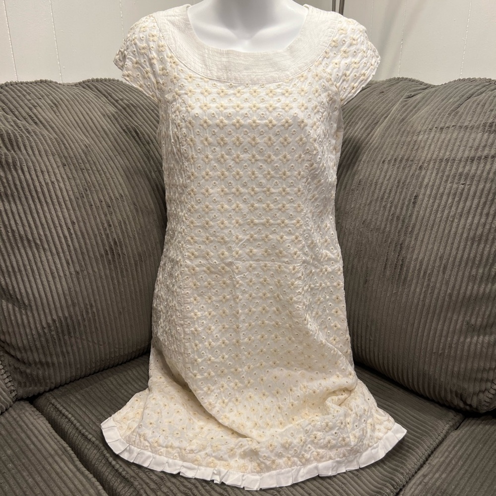 Willi Smith Eyelet Cap Sleeve Dress